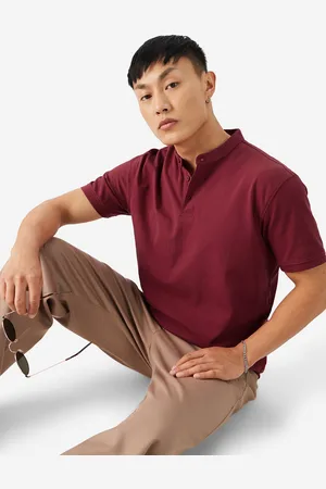 The Souled Store Men Mandarin Collar T-shirt