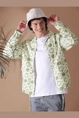Beyoung Geometric Printed Spread Long Sleeves Oversized Casual Shirt
