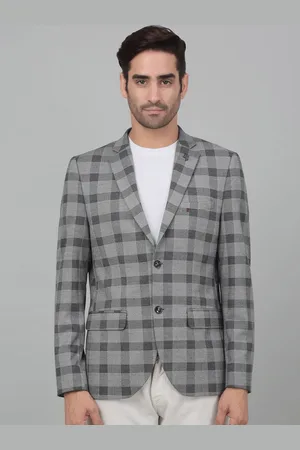 CANTABIL Checked Notched Lapel Collar Single-Breasted Slim Fit Casual Blazer