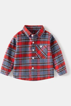 Stylecast Boys Spread Collar Long Sleeves Checked Cotton Regular Fit Casual Shirt