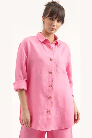 Benetton Spread Collar Long Sleeves Linen Casual Shirt