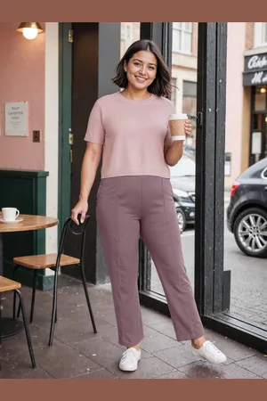 BlissClub Women Tailored Straight Fit High-Rise Wrinkle Free Trousers