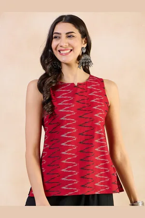 Anouk Geometric Print Cotton Styled Back Top