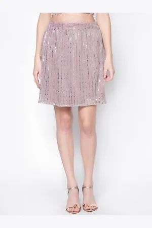Sera Women Pink & Silver-Coloured Embellished Mini Skirt