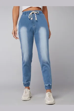 DOLCE CRUDO Women Jogger Clean Look Heavy Fade Stretchable Jeans