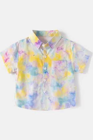 Stylecast Boys Blue Abstract Printed Spread Collar Cotton Casual Shirt