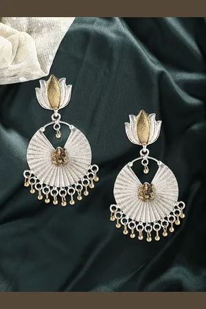 Adwitiya Collection Silver-Plated Drop Earrings
