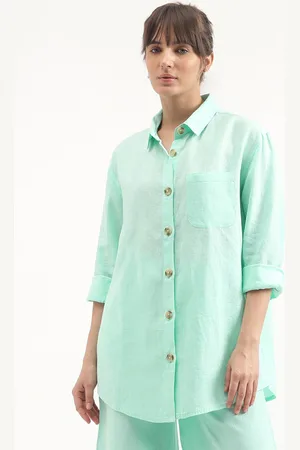 Benetton Spread Collar Long Sleeves Linen Casual Shirt