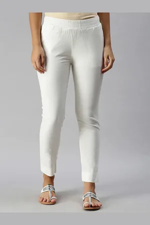 Soch Women Off White Slim Fit Mid-Rise Trousers