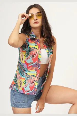 CHARMGAL Classic Floral Printed Sleeveless Casual Shirt