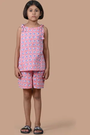 BAESD Girls Printed Pure Cotton Top With Shorts