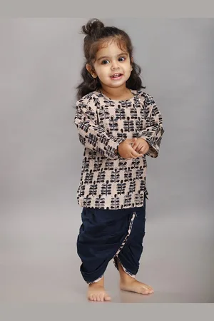 Biglilpeople Boys Floral Printed Regular Pure Cotton Kurta & Dhoti Pants