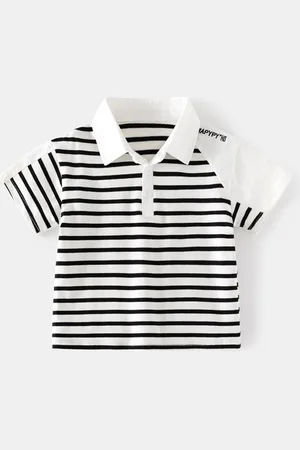Stylecast Boys White Polo Collar Striped Polo Collar T-shirt