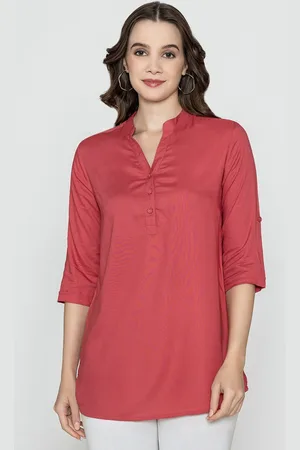 Bonjour Solid Pattern V- Neck Kurti