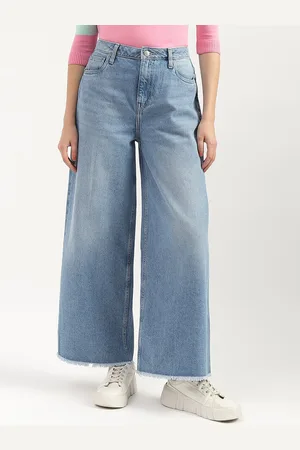 Benetton Women Wide Leg High-Rise Light Fade Pure Cotton Jeans