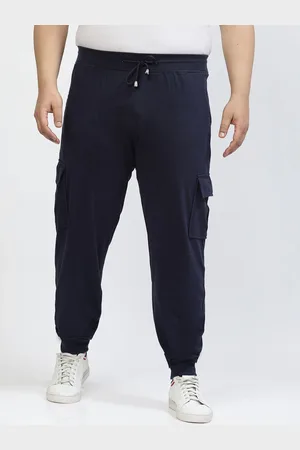 Pluss Men Navy Blue Mid Rise Cotton Joggers
