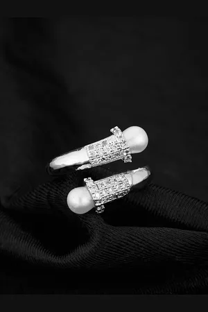 ATIBELLE Silver Plated & CZ Studded Finger Ring