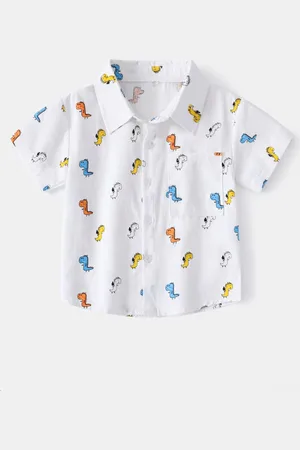 Stylecast Boys White Conversational Printed Cotton Casual Shirt
