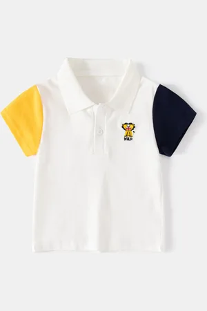Stylecast Boys White Polo Collar Pure Cotton T-shirt