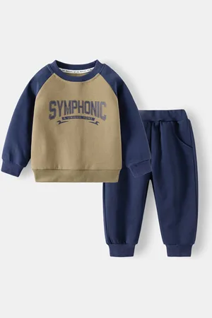 Stylecast Blue Boys Printed Round Neck Sweatshirt With Trouser