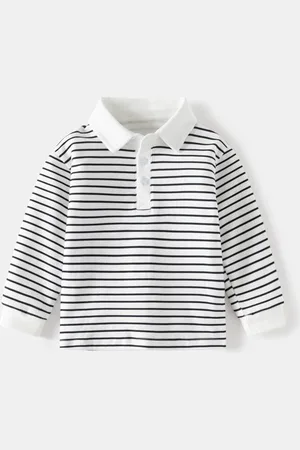 Stylecast Boys White Striped Polo Collar T-shirt