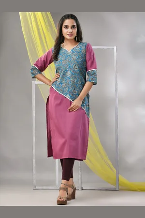 Charukriti Ethnic Motifs Printed V-Neck Cotton Straight Kurta