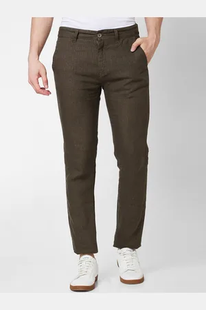 SPYKAR Men Regular Fit Mid Rise Chinos Linen Trousers