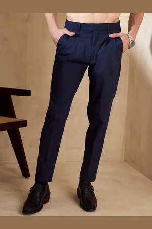 DENNISON Men Double Pleated Tapered Fit Formal Trousers