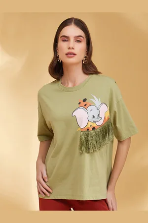 Kazo Dumbo Graphic Printed Round Neck Short Sleeves Cotton Boxy T-shirt