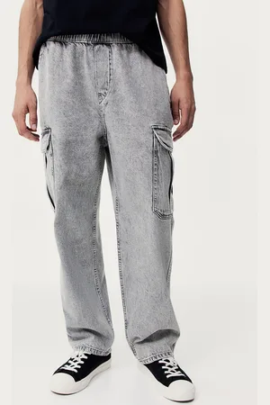 H&M Men Pure Cotton Loose Cargo Denim Joggers