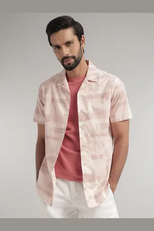 Andamen Premium Fit Abstract Printed Cuban Collar Short Sleeves Cotton Casual Shirt