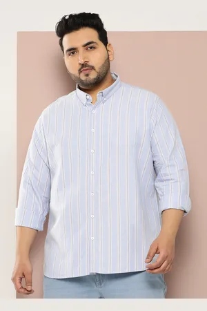 Sztori Men Plus Size Striped Pure Cotton Casual Shirt