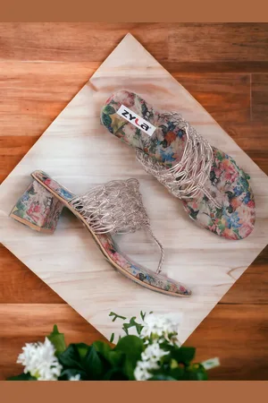 Zyla Textured Open Toe Block Heels