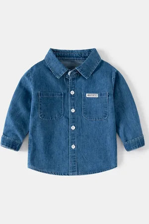 Stylecast Boys Blue Spread Collar Cotton Casual Shirt
