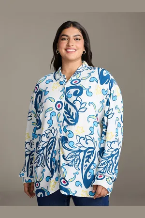 20Dresses Plus Size Comfort Ethnic Motifs Printed Oversized Shirt
