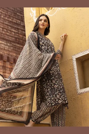 Ishin Kalamkari Embellished Cotton Kurta with Afghani Pants & Flowy Mulmul Dupatta