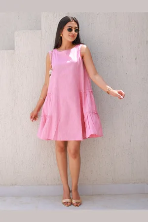 Ambraee Round neck Sleeveless Above Knee A-Line Dress