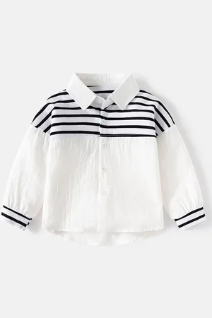 Stylecast Boys White Striped Spread Collar Cotton Casual Shirt