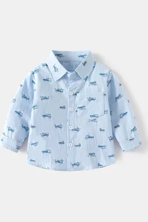 Stylecast Boys Long Sleeves Spread Collar Cotton Opaque Printed Casual Shirt
