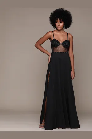 Bebe Future Glam Shimmery Net Gown