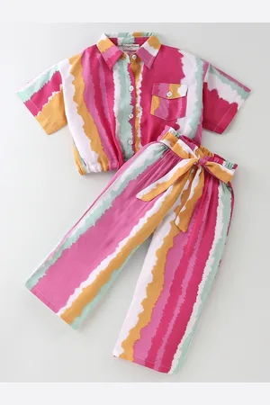 CrayonFlakes Girls Printed Shirt With Palazzos