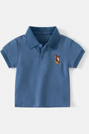 Stylecast Boys Blue Polo Collar Pure Cotton Casual T-shirt