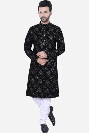 Avaeta Paisley Embroidered Regular Chikankari Velvet Kurta with Pyjamas