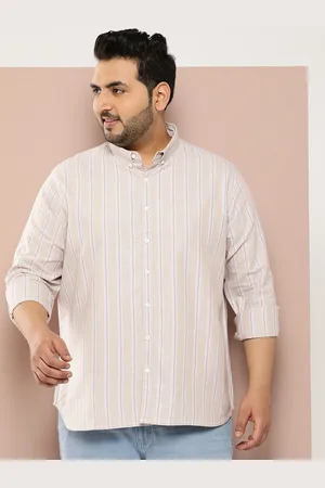 Sztori Men Plus Size Striped Pure Cotton Casual Shirt