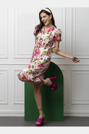 BEATNIK Floral Printed Georgette A-Line Maxi Dress