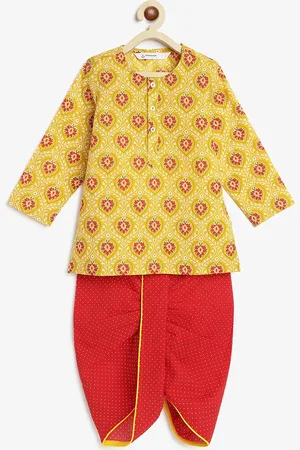 Campana Boys Ethnic Motifs Printed Pure Cotton Straight Kurta with Dhoti Pants