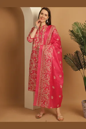 Rajnandini Floral Printed Regular Kurta with Trousers & With Dupatta