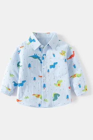 Stylecast Boys Long Sleeves Spread Collar Cotton Opaque Printed Casual Shirt
