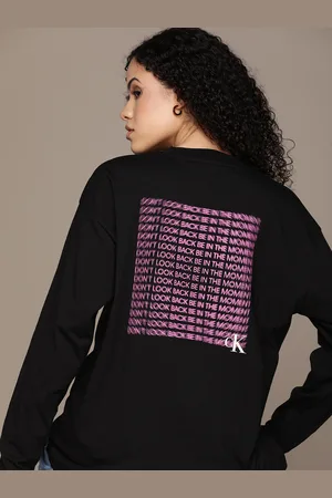 Calvin Klein Women Typography Printed Boyfriend Fit Pure Cotton T-shirt
