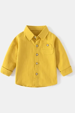 Stylecast Boys Yellow Spread Collar Regular Fit Cotton Casual Shirt